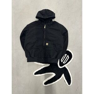 Carhartt Black‎ Full Zip Hooded Work Jacket Loose Fit Mens XL